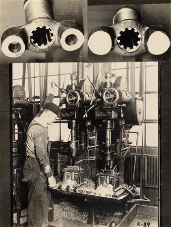(COLBURN MACHINE TOOL COMPANY) A photographers master book containing 44 photographs, including photomontages, of machinists at work i